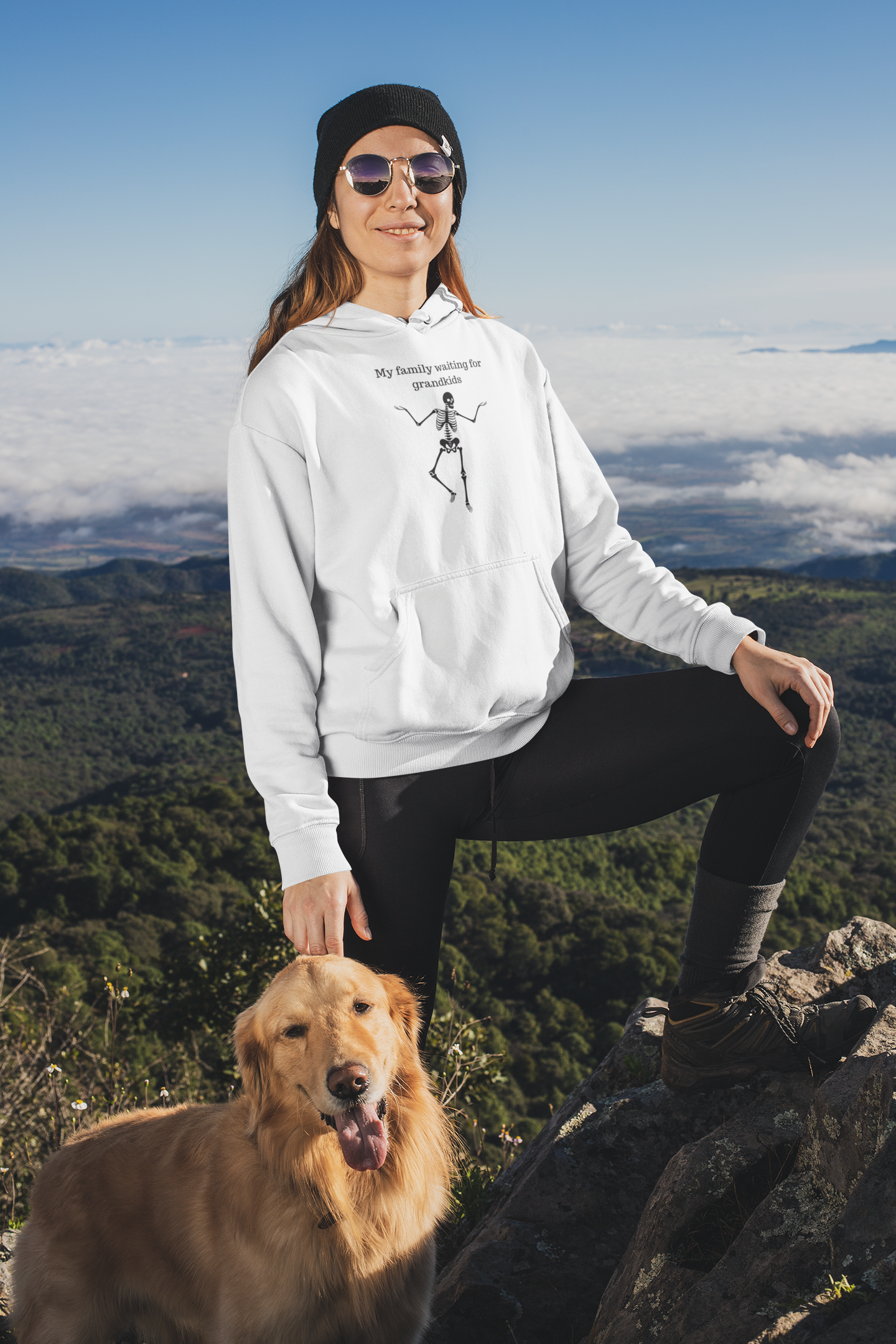 My Family Waiting For Grandkids Skeleton Unisex Hoodie
